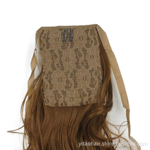long wavy Ponytail Hair 24 Inch Long Body Wave Ponytail hair Extension Synthetic Wrap Around Drawstring Hair with 1Clips